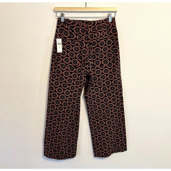 NWT Maeve Anthropologie The Colette Crop Wide Leg Ponte Pants Orange Black 29 - Picture 3 of 7